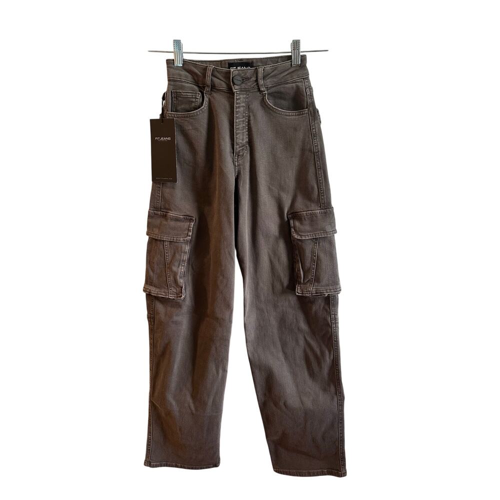 Fit Jeans NWT Cargo Pants Jeans Gray Sz XXS Women’s Wide Leg